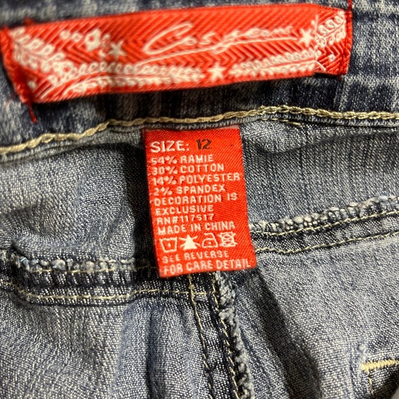 COS Jeans Women's Capri Pants Lightweight Denim Floral Decals Size 12 - Picture 6 of 7